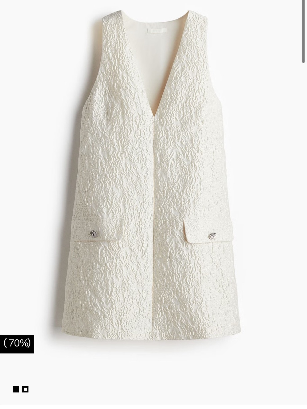 H&M Ivory Textured V-Neck Mini Dress